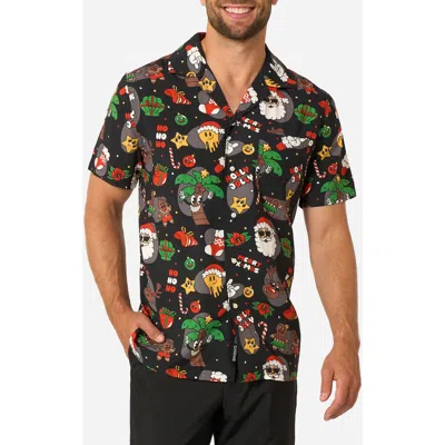 Opposuits Merry Jinglejoy Camp Shirt In Black