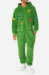 Opposuits Merry Jinglejoy Hooded Fleece Jumpsuit In Green