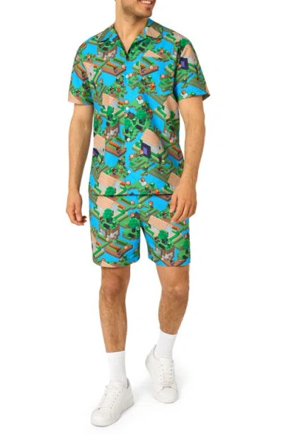 Opposuits Kids'  Minecraft™ Overworld Camp Shirt & Drawstring Shorts Set In Multi