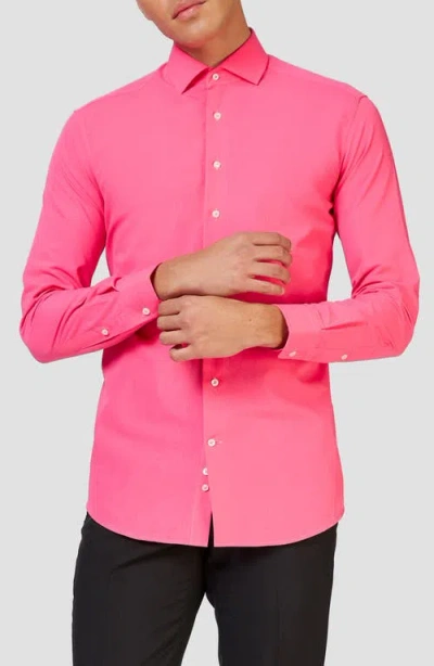 OPPOSUITS OPPOSUITS MR. PINK MODERN TAILORED FIT WRINKLE RESISTANT BUTTON-UP SHIRT