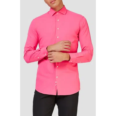 OPPOSUITS OPPOSUITS MR. PINK MODERN TAILORED FIT WRINKLE RESISTANT BUTTON-UP SHIRT