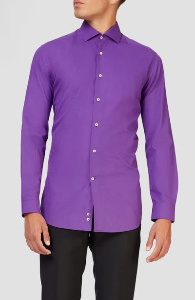 OPPOSUITS OPPOSUITS PURPLE PRINCE MODERN TAILORED FIT WRINKLE RESISTANT BUTTON-UP SHIRT