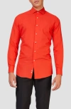 Opposuits Red Devil Modern Tailored Fit Wrinkle Resistant Button-up Shirt In Orange