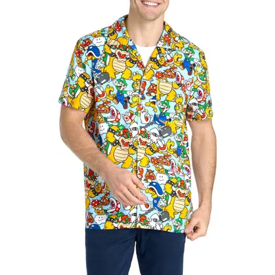 Opposuits Relaxed Fit Bowser's Kindom Print Camp Shirt In Blue