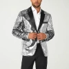Opposuits Sequins Mens Slim Fit Blazer In Silver