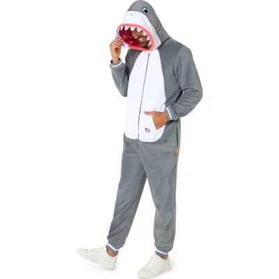 Opposuits Kids'  Shark Hooded Fleece Costume Jumpsuit In Grey