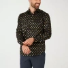 Opposuits Shiny Polka Dot Mens Long Sleeve Dress Shirt In Black