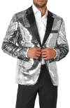 Opposuits Shiny Silver Sequin Dinner Jacket In Silver