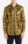 Opposuits Shiny Snakeskin Button-up Shirt In Gold