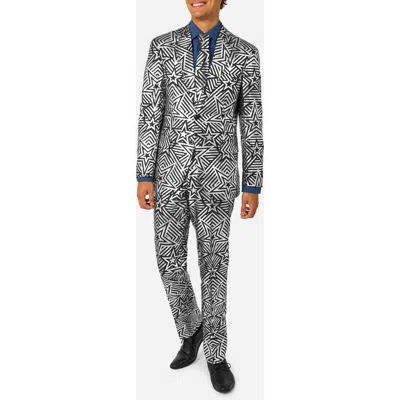 Opposuits Silver Geo Star Two-piece Suit & Tie Set In Multi