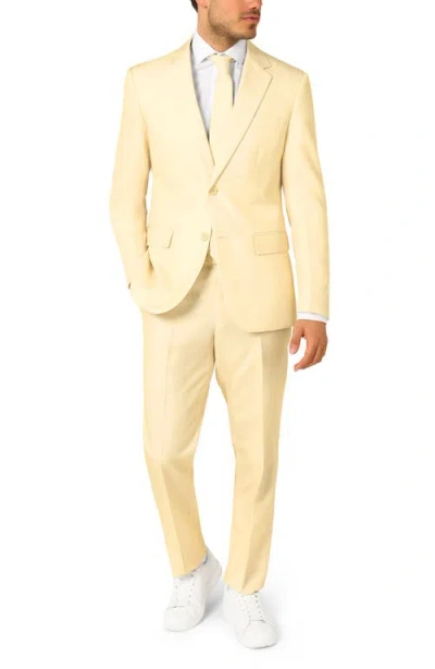 Opposuits Slim Fit Pastellow Two-piece Suit & Tie Set In Beige