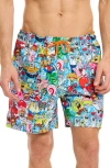 Opposuits Spongebob Frenzy Stretch Swim Trunks In Multi