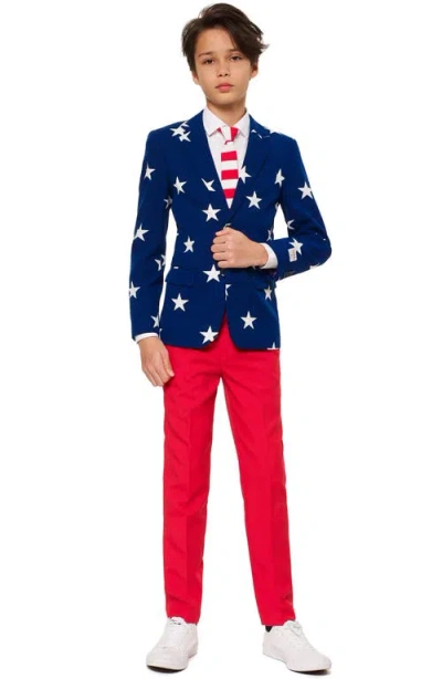 Opposuits Kids'  Stars & Stripes Two-piece Suit With Tie In Blue