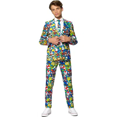 Opposuits Kids'  Super Mario Two-piece Suit With Tie In Blue