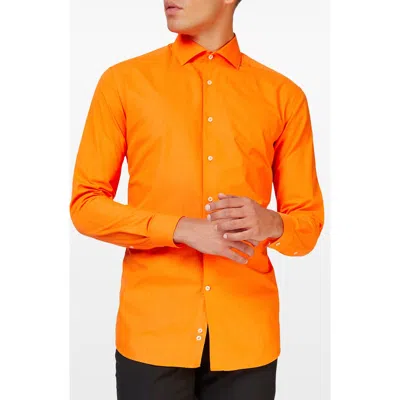 OPPOSUITS OPPOSUITS THE ORANGE MODERN TAILORED FIT WRINKLE RESISTANT BUTTON-UP SHIRT
