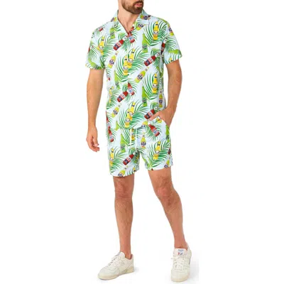 Opposuits Tropical Beers Button-up Shirt & Drawstring Shorts Set In Blue