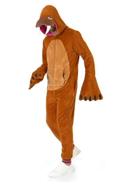 Opposuits Kids'  Walrus Hooded Fleece Costume Jumpsuit In Beige