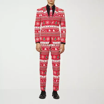 Opposuits Winter Wonderland Fairisle Mens 3-pc. Suit Set In Red