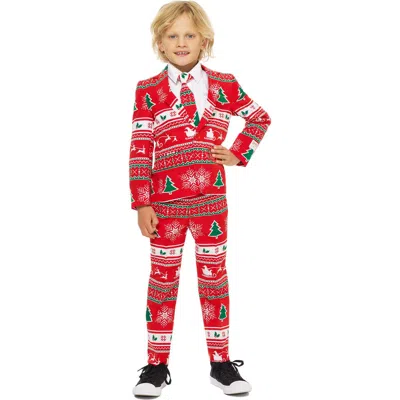 Opposuits Kids'  Winter Wonderland Two-piece Suit With Tie In Red