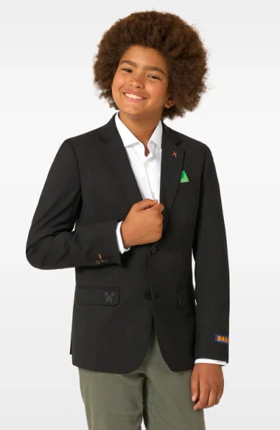 Opposuits X Minecraft Kids' Daily Slim Fit Black Stretch Sport Coat