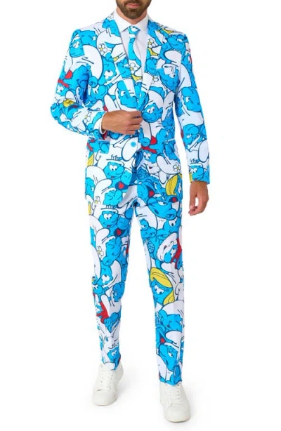 Opposuits X The Smurfs Slim Fit Two-piece Suit & Tie Set In Blue