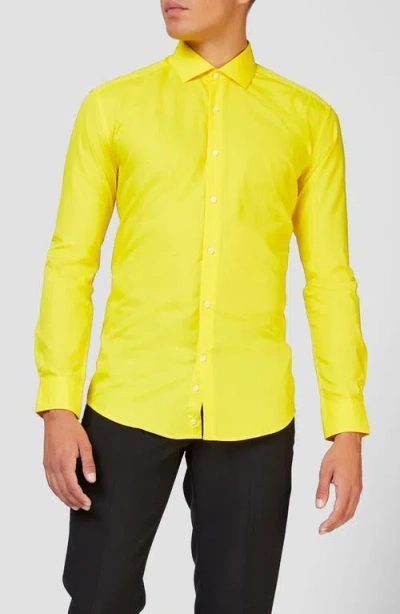 OPPOSUITS OPPOSUITS YELLOW FELLOW MODERN TAILORED FIT WRINKLE RESISTANT BUTTON-UP SHIRT