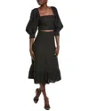 Opt O.p.t 2pc Lilou Linen-blend Top & Skirt Set In Black