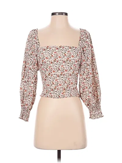Pre-owned Opt 3/4 Sleeve Blouse In Brown