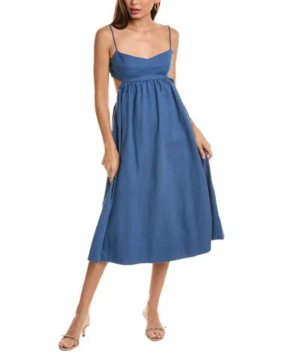 Opt O.p.t. Havana Linen-blend Midi Dress In Blue