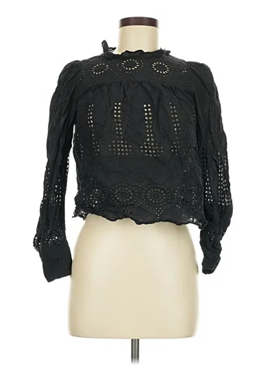 Pre-owned Opt Long Sleeve Blouse In Black