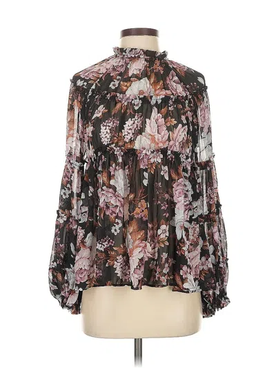 Pre-owned Opt Long Sleeve Blouse In Brown