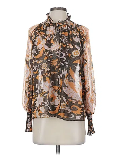 Pre-owned Opt Long Sleeve Blouse In Brown