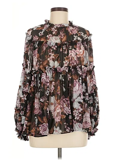 Pre-owned Opt Long Sleeve Blouse In Brown