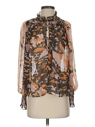 Pre-owned Opt Long Sleeve Blouse In Brown