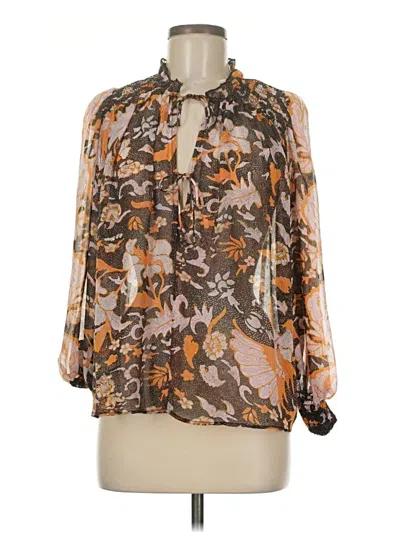 Pre-owned Opt Long Sleeve Blouse In Brown