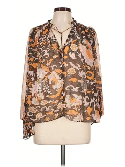 Pre-owned Opt Long Sleeve Blouse In Brown
