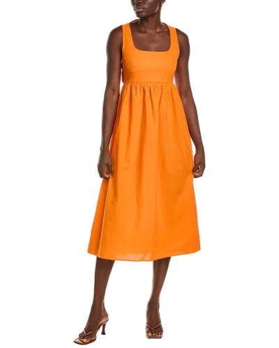 Opt O.p.t. Mariabella Linen-blend Midi Dress In Orange