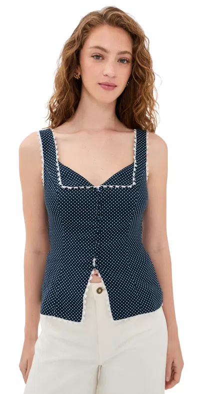 Opt O. P.t Ambrose Top Blue Polka Dot
