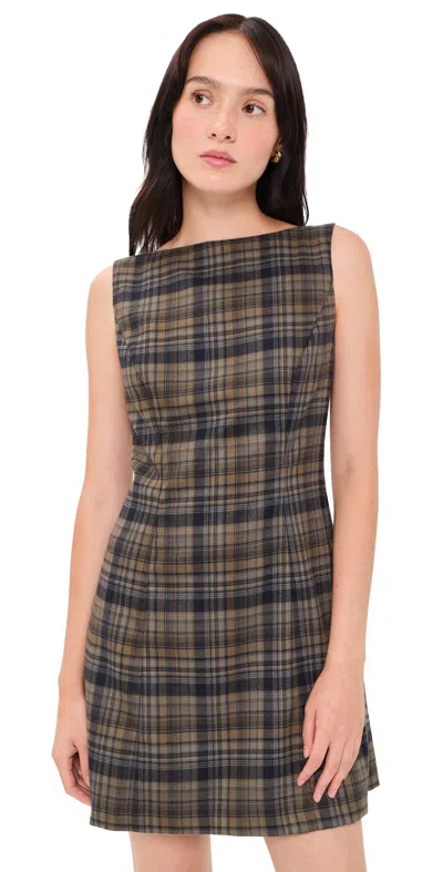 Opt O. P.t Aspen Mini Dress Olive Plaid