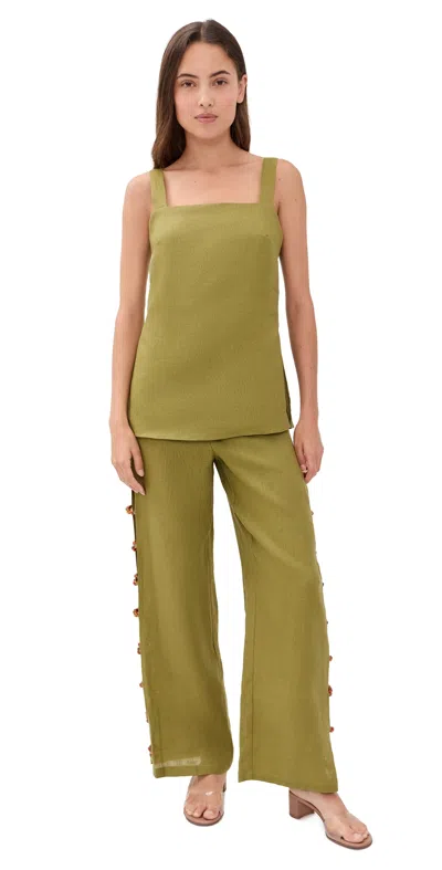 Opt O. P.t Gabrielle Linen Set Olive In Green
