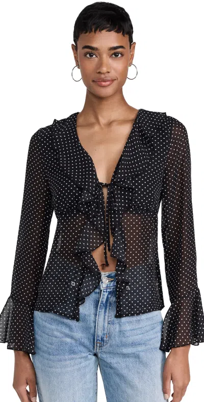 Opt O. P.t Iben Top Black Polka Dot