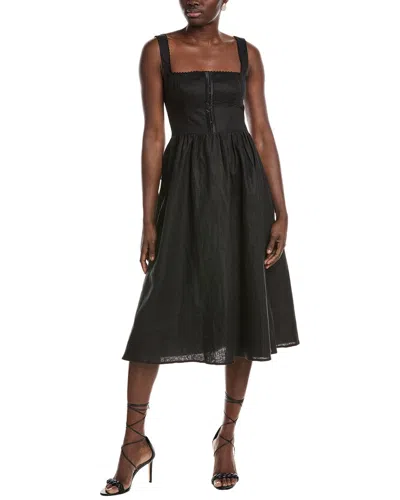Opt O. P.t Marina Linen Midi Dress In Black