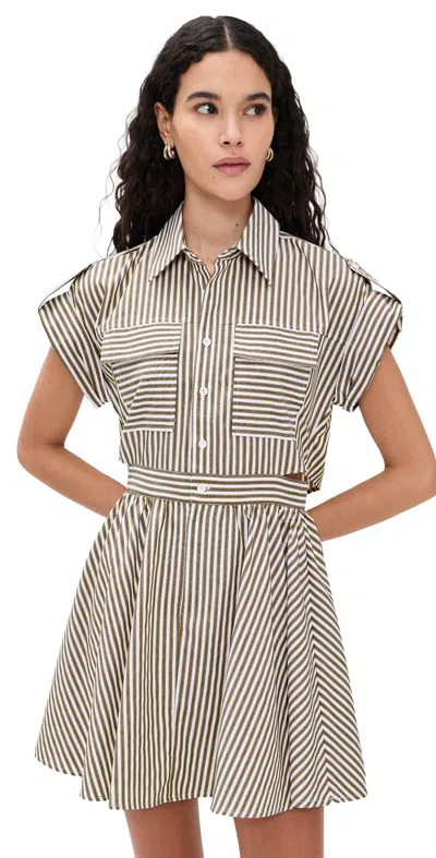 Opt O. P.t Rowe Dress Olive Stripe In White