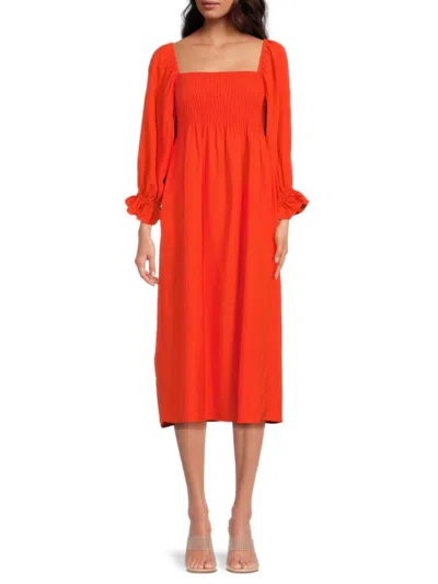 Opt O. P.t Women's Athena Smocked Midi Dress In Orange