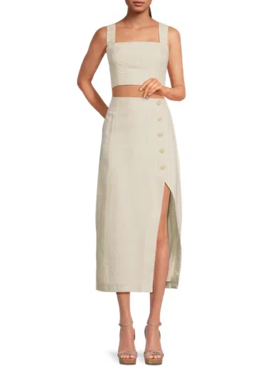 Opt O. P.t Women's Silvie 2-piece Linen Blend Crop Top & Skirt Set In Sand