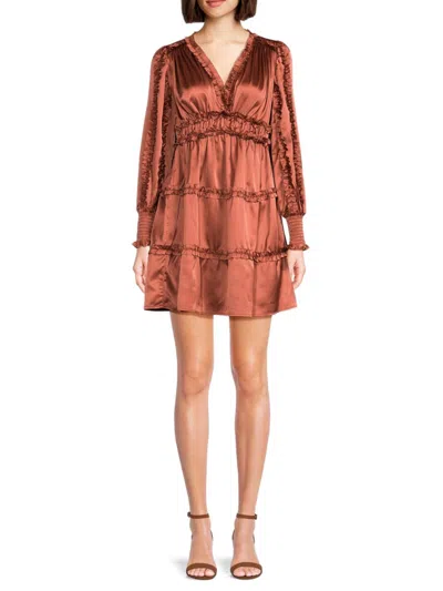 Opt O. P.t Women's Tianna Ruffled Smocked Mini Dress In Rust
