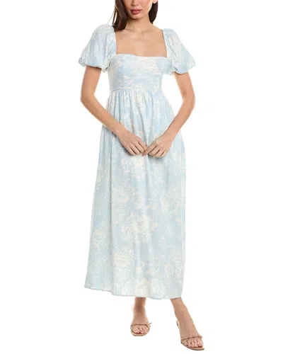 Opt O. P.t. Zeoli Linen-blend Midi Dress In Blue