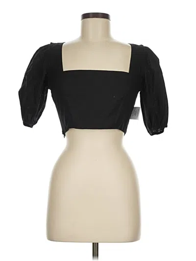 Pre-owned Opt Short Sleeve Top Black Square Neckline Tops