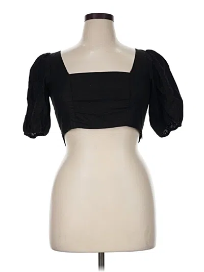 Pre-owned Opt Short Sleeve Top Black Square Neckline Tops