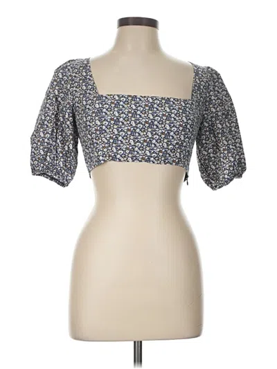 Pre-owned Opt Short Sleeve Top Blue Square Neckline Tops